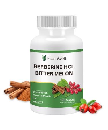 EssenWell Berberine Supplement with Ceylon Cinnamon - 120 Capsules Berberine HCL 1500mg & Berberine HCL