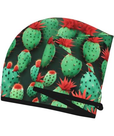 Many Small Cactus Art Coral Velvet Dry Hair Cap | Ideal for Home Travel Pool Parties & More - Buy Online on GoSupps.com