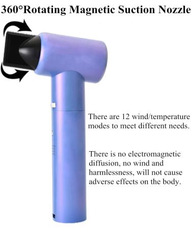 Portable Hair Dryer Turbocharged Cordless Blow Dryer 12 Modes w/Quick Charging Base for Art Painting Home Outdoor - Buy Online on GoSupps.com