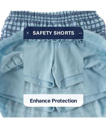 Kid Nation Girls Cotton Short Skirt with Shorts | Ruffles Skirt | Elastic Waist | 7-8 Years | Houndstooth-Blue - Buy Online on GoSupps.com