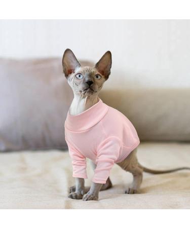 Pumyporeity Sphynx Cat Sweater - Soft Cotton Clothing for Hairless Cats | Breathable Skin-Friendly XL T-Shirt in Pink - Buy Online on GoSupps.com