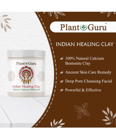 Plant Guru Indian Healing Clay 1 lb. - 100% Natural Bentonite Clay Powder for Deep Pore Cleansing - Facial, Body Mask, Detox for Face, Hair, Acne - Buy Online on GoSupps.com