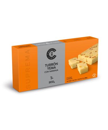 CASTILLO DE JIJONA Castillo de Jijona Toasted yellow nougat with orange 200g - Original nougat - Tradition and creativity - Gluten free - Supreme quality - Handmade recipe - Made in Spain (Jijona)