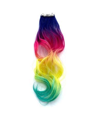 Rainbow Ombre Curly Hair Extensions for Kids - 2 Pack Ponytail Barrettes - Buy Online on GoSupps.com