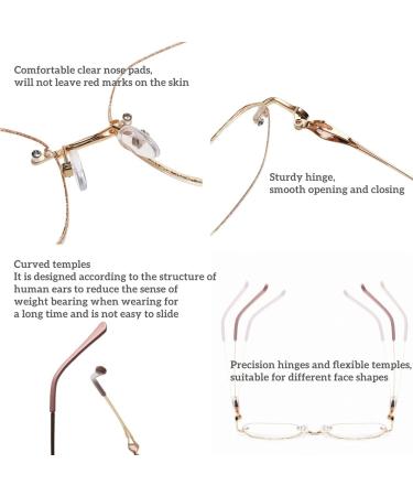 Zukky Borderless Anti-Blue Light Reading Glasses for Women - Gold Powder Large Round Lens Computer Readers AM22 (3x) - Buy Online on GoSupps.com