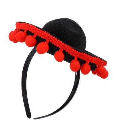 MUSISALY Carnival Headdress Hair Bands Mexico Headwear Headbands for Men Ball Fringe Sombrero Hats Cinco De Mayo Party Hats Mexican Party Hats Hair Hoop Men Hair Band Man Straw Hat Hairball 15 7cm Black