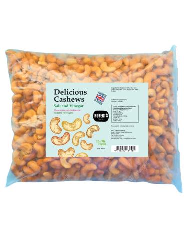Delicious Cashews 1.5L / 1 Kg - Available in 11 Flavours - Gluten Free Vegan Low Carb High Protein Cholesterol Free - Handmade in Britain with Family Recipe (Salt & Vinegar)