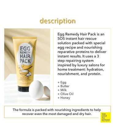Too Cool for School Egg Remedy Hair Pack 200g - Nourishing Hair Treatment - Buy Online on GoSupps.com