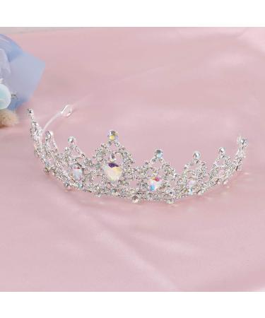 Lurrose Crystal Princess Crown Sparkle AB Rhinestone Bridal Tiara Pageant Hair Accessories for Women (Silver) - Buy Online on GoSupps.com
