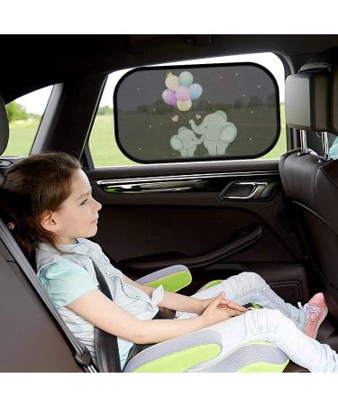 iZoeL Car Sun Shade for Baby and Kids - 2PCS Elephant Design, Static Cling, 80GSM, 8 Suction Cups, Storage Bag - Sun Glare and UV Rays Protection - Universal Black Elephant - Buy Online on GoSupps.com