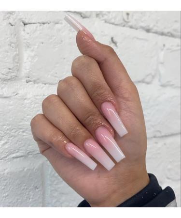 120 Pcs Glossy Square Ombre Press On Nails - Long Length Pink Gradient Fake Nails for Women & Girls | Full Cover Acrylic Nail Tips - Buy Online on GoSupps.com