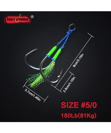 Capt Jay Fishing Assist Hooks - 3 pcs 5/0 Glow Green Jigging Hooks for Slow & Fast Jigs - Buy Online on GoSupps.com