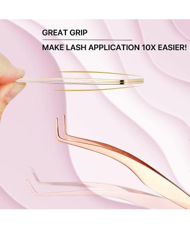 Miuffue False Eyelash Applicator - Stainless Steel Curved Tweezers for Strip Lashes | Rose Gold - Buy Online on GoSupps.com