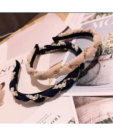 1 Piece Headband with Pearl Rhinestones Fashionable Headband Women's Retro Style Headband Hair Bands Accessories Pearl Hair Band Hair Accessories for Girls Christmas Party Decoration Black black 1 - Buy Online on GoSupps.com