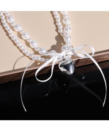 Oralgo Double-Layer Pearl Choker Necklace for Women | Korean Loop Heart Neck Chain | Everyday Jewelry - Buy Online on GoSupps.com