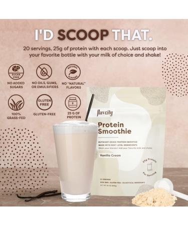 FlavCity Vanilla Protein Smoothie - Whey Protein Powder, Gluten Free, No Added Sugar, Collagen Protein Powder - 25g Protein per Serving (30 oz) - Buy Online on GoSupps.com