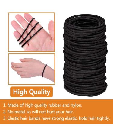 100 Pieces Black Hair Ties for Girls | Elastic Ponytail Holders for Thick & Curly Hair | Durable Braid Rubber Bands - Buy Online on GoSupps.com