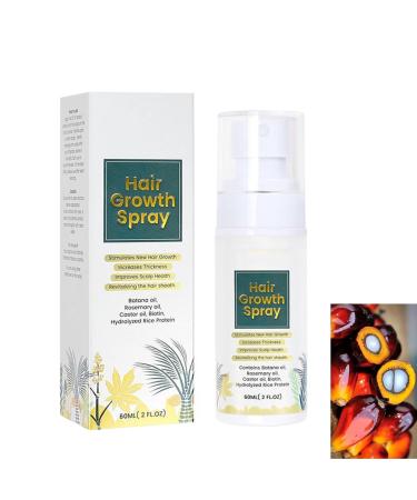 Natural Hair Growth Spray 60ml Hair Growth Serum Women and Men with Batana Oil Rosemary Oil Castor Oil Rice Oil and Biotin - Nurturing Scalp Effectively Thickens Hair for Men and Women