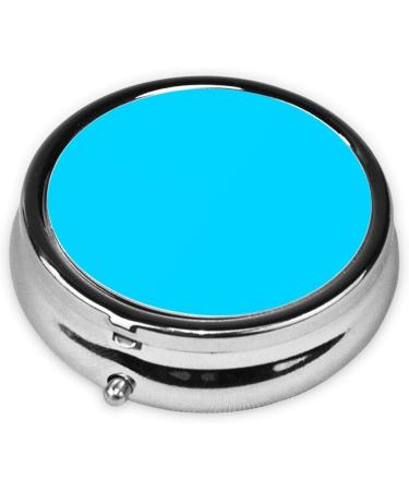 Light Blue Portable Metal Pill Box - Round Mini 3-Compartment Design for Travel - Ideal for Small Pills - Buy Online on GoSupps.com