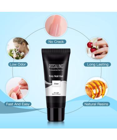 ROSALIND Clear Acrylic Poly Extension Gel 80ml - Nail Thickening Builder for DIY Nail Art at Home with UV Lamp - Buy Online on GoSupps.com