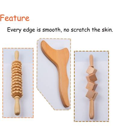 Wood Therapy Massage Tools 3-Piece Set for Lymphatic Drainage - Maderotherapy Colombiana Kit for Anti-Cellulite & Body Sculpting - Buy Online on GoSupps.com