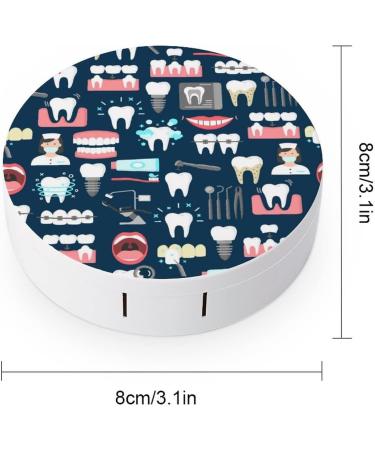 Dental Seamless Pattern Round Case For Contact Lens Kit Storage Box with Mirror Printed - Buy Online on GoSupps.com