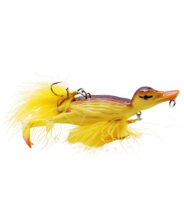 1 piece 3D duck topwater fishing bait yellow duckling floating floating artificial bait popping and spraying feet hard fishing equipment ger 12cm 28g yellow a