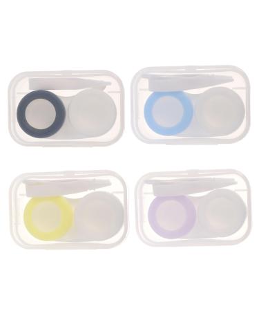 SOLUSTRE 4pcs Contact Lens Case Mirror Foil Invisible Travel Storage Tank Plastic