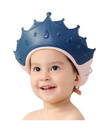 FUNUPUP Baby Shower Cap Kids Shampoo Shower Bath Cap Adjustable Hair Washing Shampoo Shield Baby Visor for Eyes and Ears Protector (Blue) Blue Crown