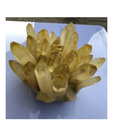 Natural Crystal Rough Stone Crafts Natural Yellow Ghost Phantom Quartz Crystal Cluster Specimen Home Decoration Office Living Room Crystal Decora (Size : 250-300g)