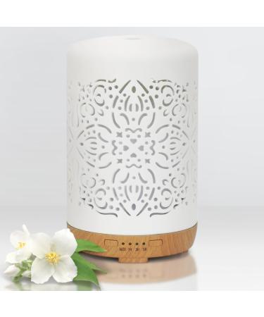 Earnest Living diffusor for essential oils white ceramic diffuser 250 ml timer night light and car-off function home office humidifier aromatherapy diffuser gift ceramic white 250 ml - Buy Online on GoSupps.com