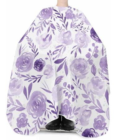 Buy Purple Floral Barber Cape | Adjustable Hair Cutting Cape for Men Women & Kids | Eucalyptus Leaves Design | 55x63 Inch Hairdressing Accessory - International Shipping Available - Buy Online on GoSupps.com