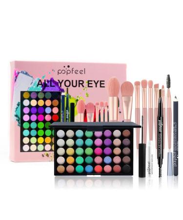LHLXZQ Eye Makeup Kit Complete Cosmetic Set with Eyeshadow Palette Mascara Eyeliner Eyebrow Pencil and Makeup Brush 02B