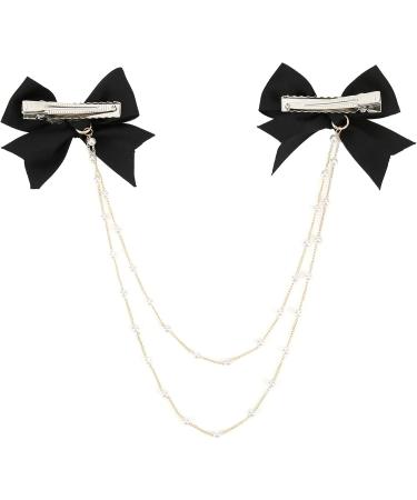Buy Biitfuu 4Pcs Black Hair Bows with Pearl Chains - Stylish Hair Accessories for Girls & Women - International Shipping Available - Buy Online on GoSupps.com