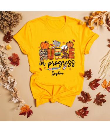 Personalized Nurse Shirt | Custom Name Fall Tee | Perfect Nurse Gifts from Family & Friends | Nurse in Progress Pumpkin Design - Buy Online on GoSupps.com