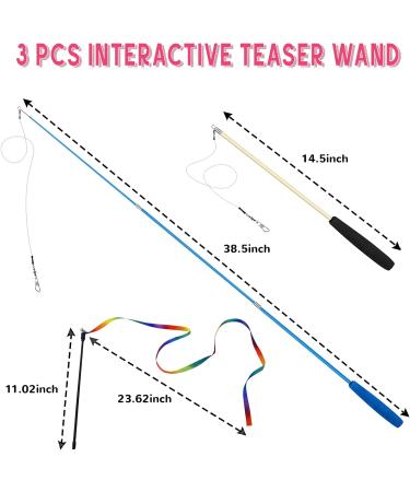 Petnice 12 Pack Cat Feather Toys Interactive Cat Toys for Indoor Cat 2 Cat Retractable Teaser Wand with 9Pcs Refills and 1 Fix Teaser Wand 12pcs Cat Toys (3pcs wand) - Buy Online on GoSupps.com