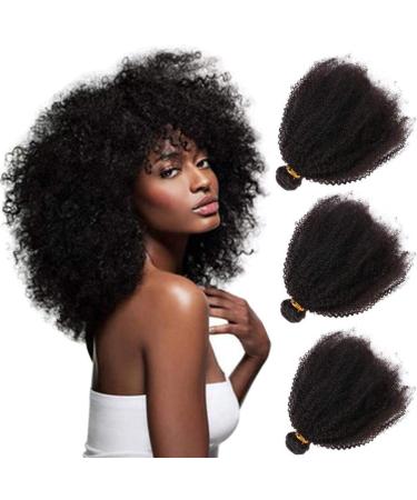 Afro Kinky Curly Remy Human Hair Weave - 3 Bundles 4B 4C Unprocessed Brazilian Virgin Hair Extensions (Natural Color 14-16-18 Inch) - Buy Online on GoSupps.com