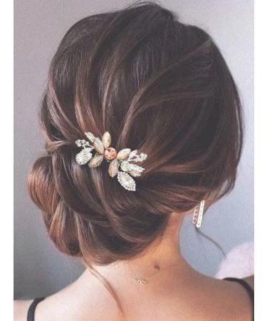 Catery Crystal Bride Hair Comb - Silver Bridal Side Comb with Champagne Rhinestones - Buy Online on GoSupps.com