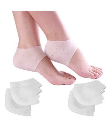 IZSELF(4Pairs) Gel Heels Protectors for Men&Women Breathable Silicone Protector Heel Pads Cushion Heal Dry Cracked Moisturizing Heel Cups for Heel Pain Plantar Fasciitis Blisters Prevention