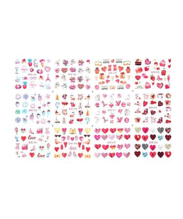 12 Design/Sheet Nail Art Decorations Manicure Butterfly-shape Rose Flower Newspaper Nail Stickers Valentine Retro Movie(BN1993-2004)
