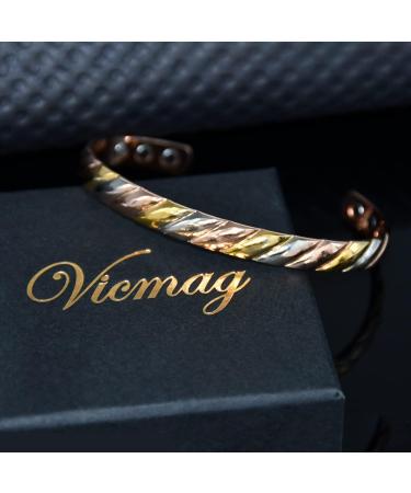 Vicmag Copper Magnetic Bracelet for Women Men - Adjustable Size - Ultra Strength Magnets - 99.9% Solid Pure Copper - Gift Box Included - Buy Online on GoSupps.com