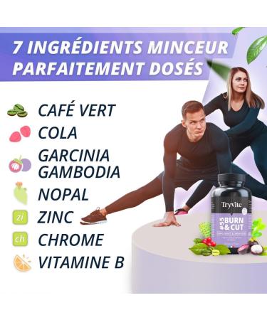 Powerful Fat Burner | Powerful and Effective Hunger Suppress| Weight Loss Support | Men & Women | TRYVITE Burn & Cut | 90 Capsules | Made in France - Buy Online on GoSupps.com