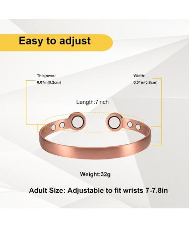 Copper Magnetic Bracelet for Arthritis | 99% Pure Adjustable Fashion Jewelry for Men & Women - Buy Online on GoSupps.com