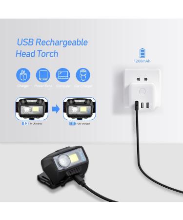 Bluchar LED Head Lamp 2 Pack - Rechargeable 8 Light Modes Waterproof Mini Headlamp for Jogging Camping & Fishing - Buy Online on GoSupps.com
