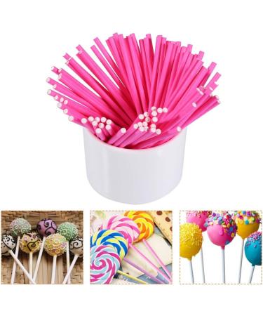  Alvinlite Alvinlite Pack of 100 Safe Paper Lollipop Sticks for Cake Pops Sweets Lollipops Party Treats Dippers Cake Chocolate and Cookies (Pink) - Buy Online on GoSupps.com