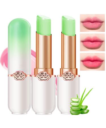 3Pcs Crystal Jelly lipstick  Aloe Vera Color Changing Lipstick Queen  PH Mood Long Lasting Labiales Lip Gloss Korean Lip Balm Tinted Magic Moisturize Lipstick Set for Women