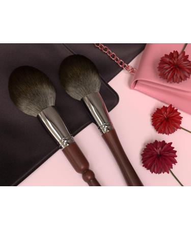 AzukiLife Large Makeup Brush Vegan Synthetic Bristles Compact Walnut Handle Ideal for Powder Blush Face - Professional Cruelty-Free Brush for Travel Home Work - Buy Online on GoSupps.com