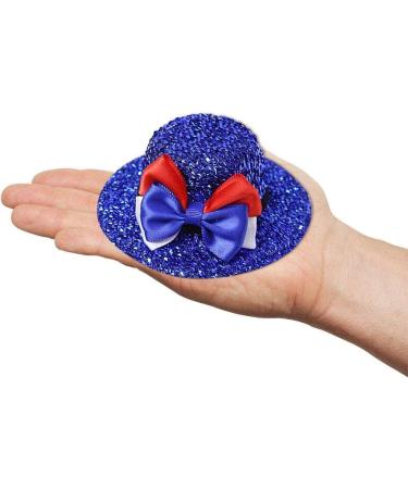 2 Pcs Mini Hat Clip with Bow Fashion Red Blue White Shining Hat Clip Independence Day Hairpin Hair Accessories - Buy Online on GoSupps.com