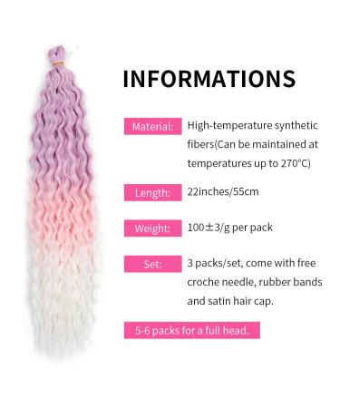 DSOAR Deep Twist Crochet Hair - 22 Inch Synthetic Ombre Kinky Curl Braided Hair Extensions - 3 Pack - Pure/Pink/60 - Buy Online on GoSupps.com