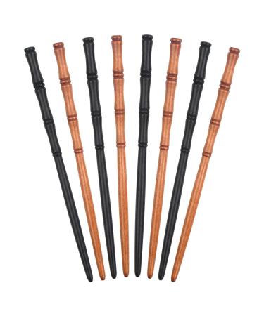 8 Pieces Wooden Hair Sticks Chinese Hair Pin Decorative Hair Stick For Ladies Bamboo Shape Hair Sticks for Buns for Women and Girls (2 Colours)